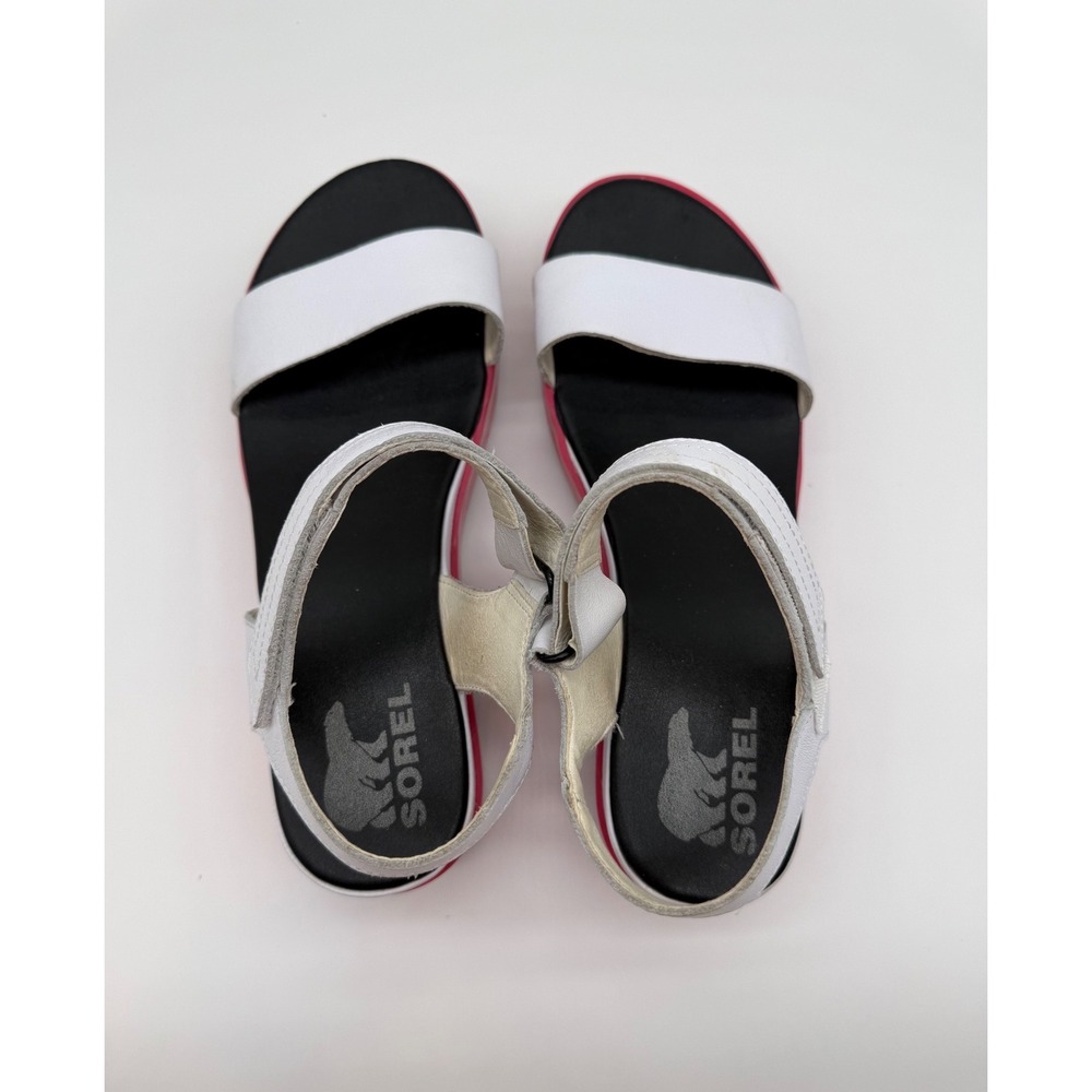 Sorel Kinetic Impact Y-Strap High Platform Sandals White Pink Size 8.5 - Picture 7 of 9
